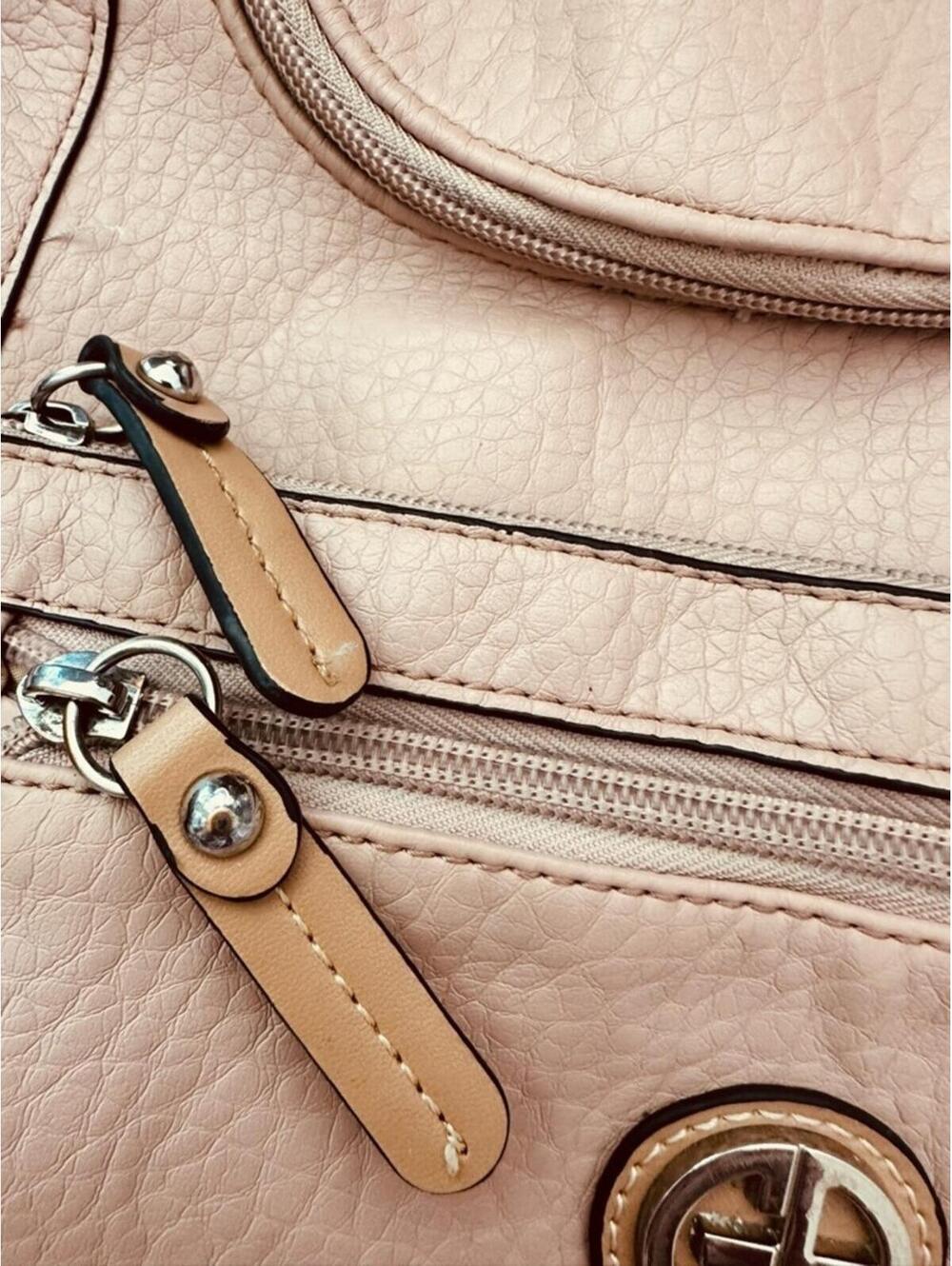 Giani Bernini Blush Pink Pebbled PVC Backpack - Picture 3 of 9